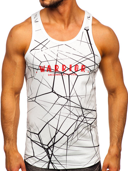 Men's Printed Boxer Tank Top White Bolf 14845