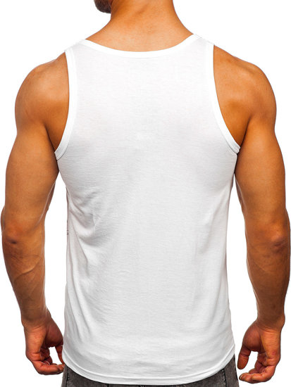 Men's Printed Boxer Tank Top White Bolf 14846