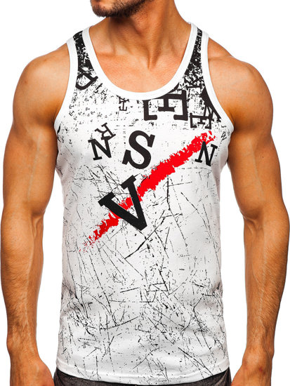 Men's Printed Boxer Tank Top White Bolf 14853