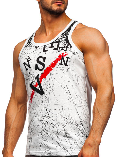 Men's Printed Boxer Tank Top White Bolf 14853