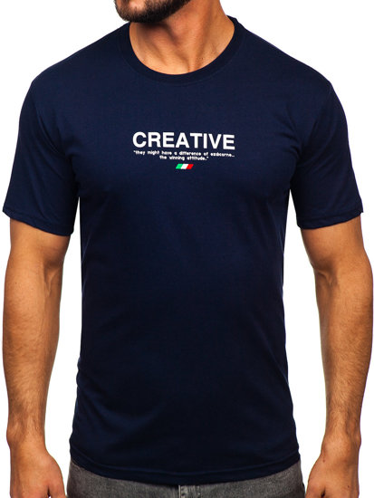 Men's Printed Cotton T-shirt Navy Blue Bolf 14759