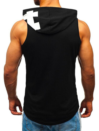 Men's Printed Hooded Tank Top Black Bolf 1285