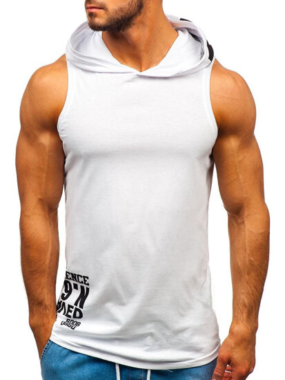 Men's Printed Hooded Tank Top White Bolf 1285