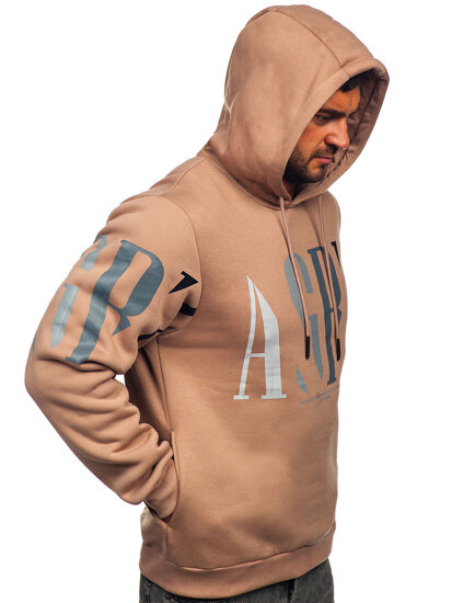 Men's Printed Hoodie Beige Bolf LJ0571