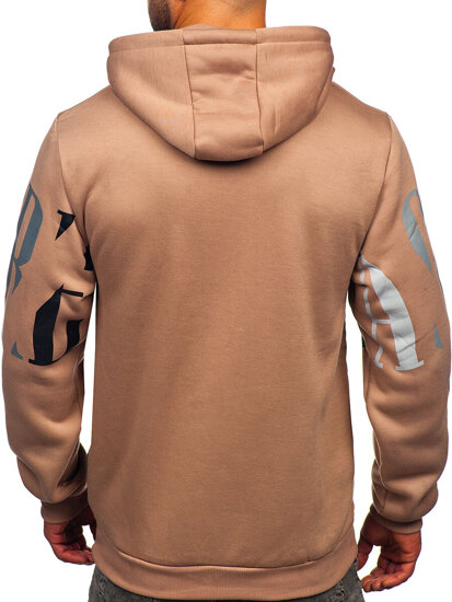 Men's Printed Hoodie Beige Bolf LJ0571