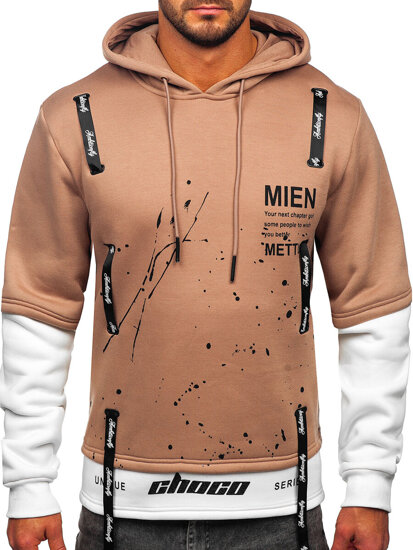 Men's Printed Hoodie Beige Bolf LJ0586A