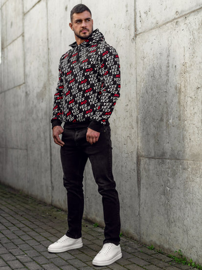 Men's Printed Hoodie Black Bolf 141013