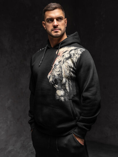 Men's Printed Hoodie Black Bolf 6136