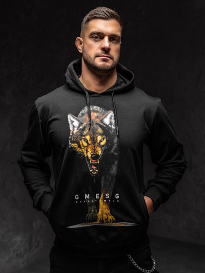 Men's Printed Hoodie Black Bolf 6141