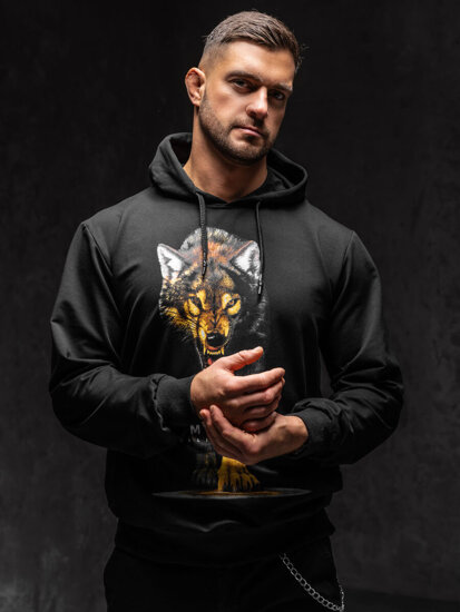 Men's Printed Hoodie Black Bolf 6141