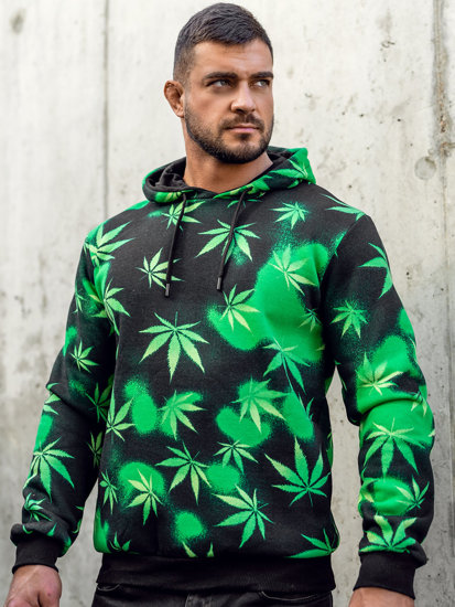 Men's Printed Hoodie Black-Green Bolf 141006