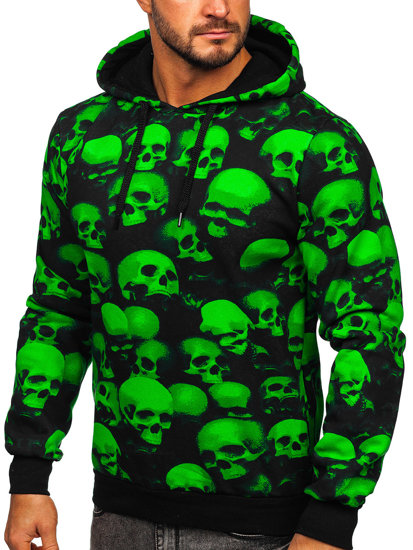 Men's Printed Hoodie Black-Green Bolf 141009