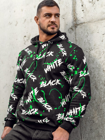 Men's Printed Hoodie Black-Green Bolf 141033