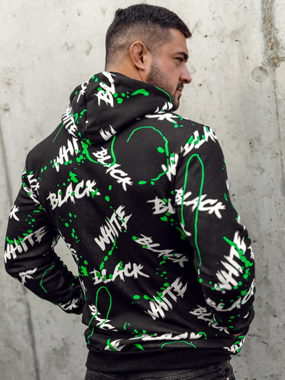 Men's Printed Hoodie Black-Green Bolf 141033