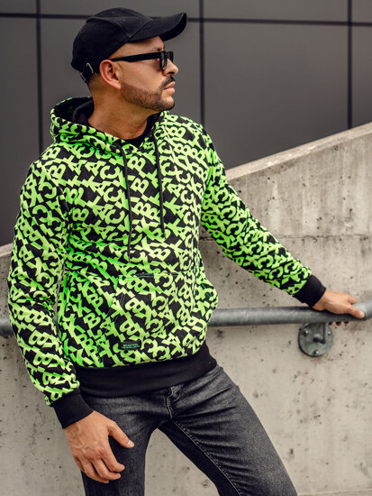 Men's Printed Hoodie Black-Green Bolf HW2320