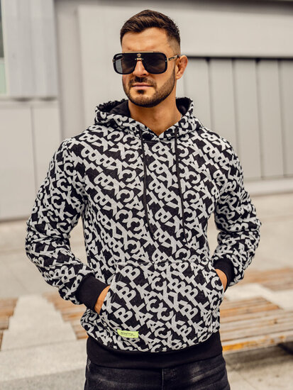 Men's Printed Hoodie Black-Grey Bolf HW2320