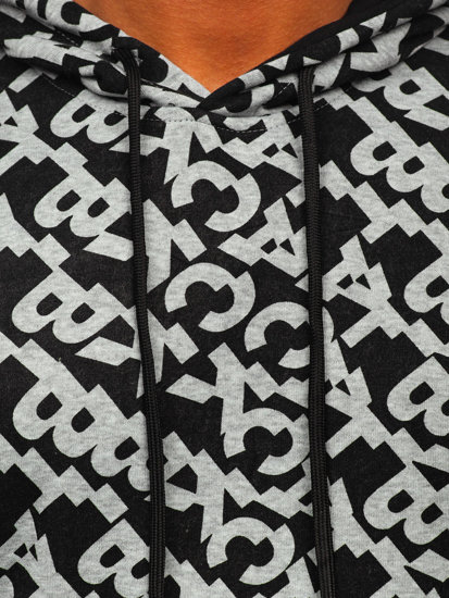 Men's Printed Hoodie Black-Grey Bolf HW2320