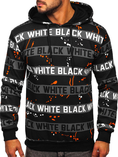 Men's Printed Hoodie Black-Orange Bolf 141034