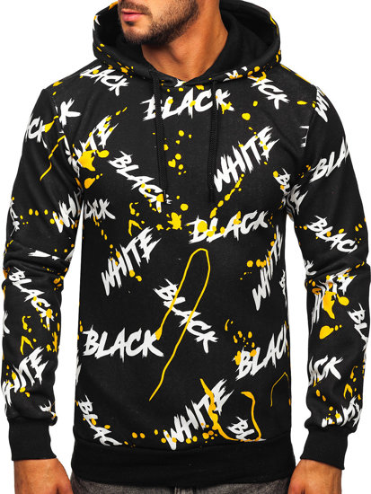 Men's Printed Hoodie Black-Yellow Bolf 141033