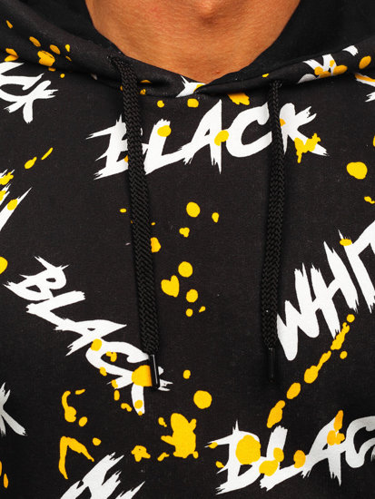 Men's Printed Hoodie Black-Yellow Bolf 141033