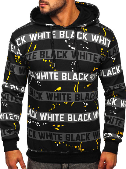 Men's Printed Hoodie Black-Yellow Bolf 141034