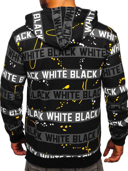 Men's Printed Hoodie Black-Yellow Bolf 141034