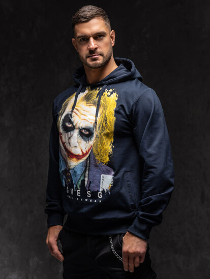 Men's Printed Hoodie Navy Blue Bolf 6146A1