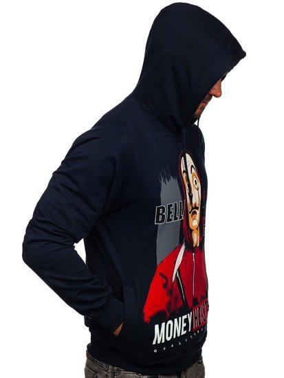 Men's Printed Hoodie Navy Blue Bolf 6160