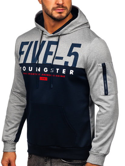 Men's Printed Hoodie Navy Blue Bolf HY972