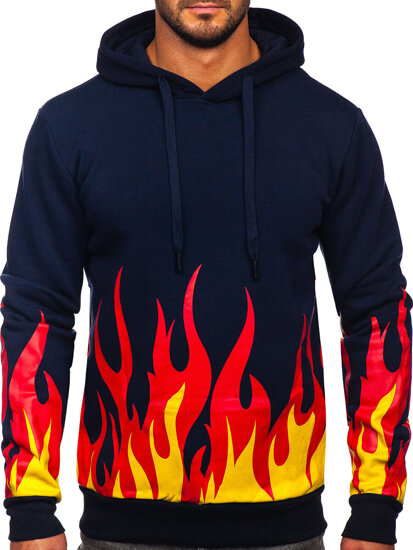 Men's Printed Hoodie Navy Blue Bolf LK63