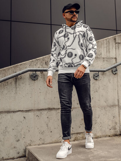 Men's Printed Hoodie White Bolf HM336