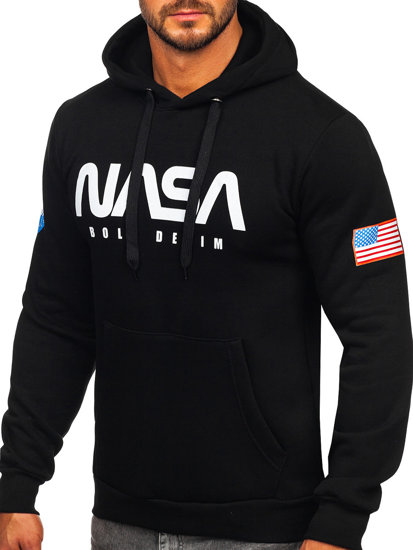 Men's Printed Kangaroo Hoodie Black Bolf 146956