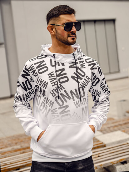 Men's Printed Kangaroo Hoodie Black-White Bolf 8B998