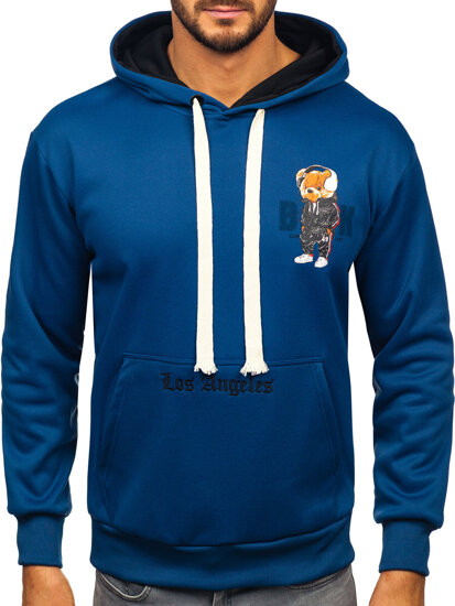 Men's Printed Kangaroo Hoodie Blue Bolf M287