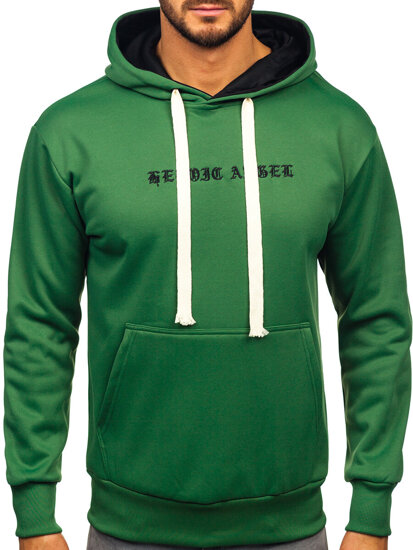 Men's Printed Kangaroo Hoodie Green Bolf M276