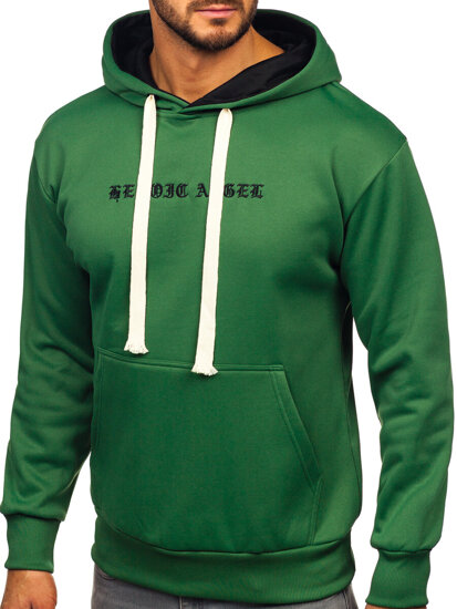 Men's Printed Kangaroo Hoodie Green Bolf M276