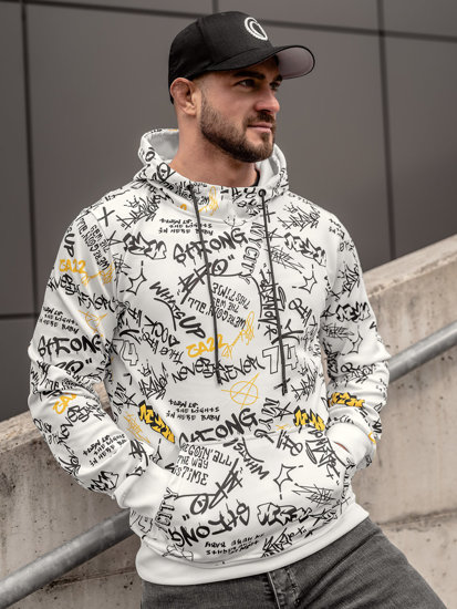 Men's Printed Kangaroo Hoodie White Bolf 8B1101A