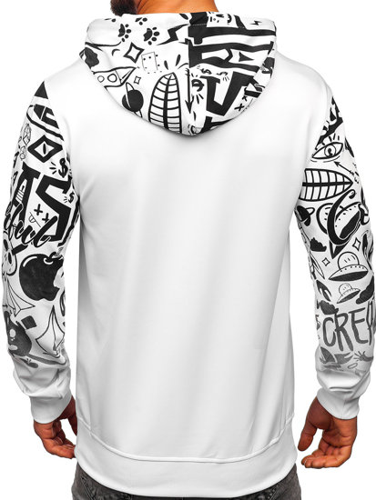 Men's Printed Kangaroo Hoodie White Bolf 8B995