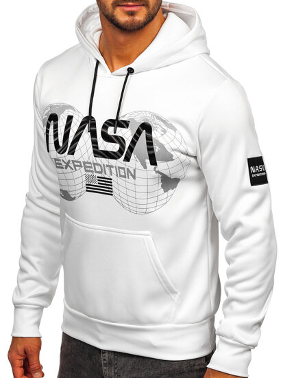 Men's Printed Kangaroo Hoodie White Bolf HM1073