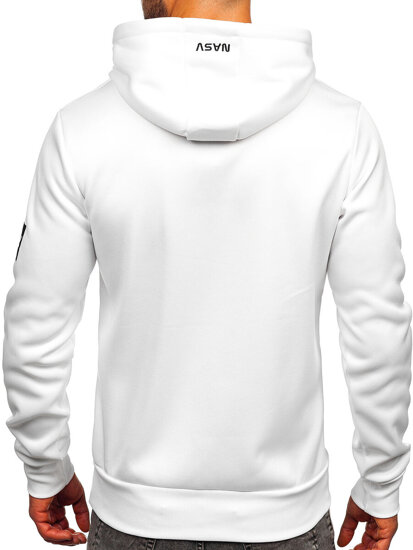 Men's Printed Kangaroo Hoodie White Bolf HM1073