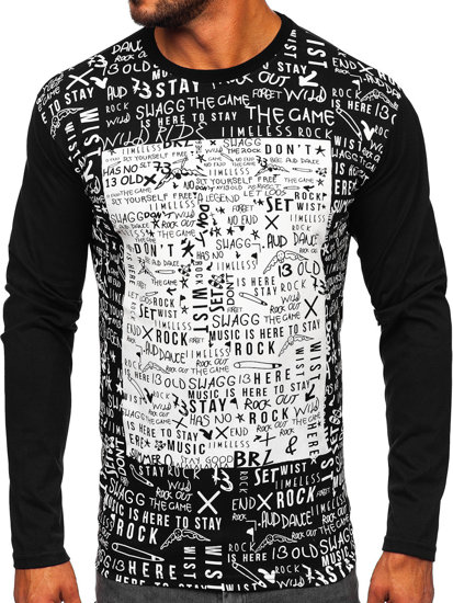 Men's Printed Long Sleeve Top Black Bolf 1213