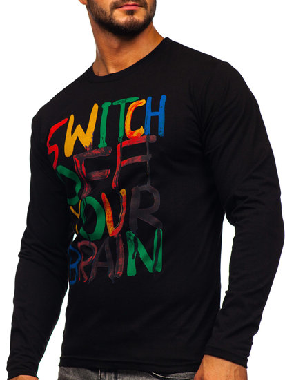 Men's Printed Long Sleeve Top Black Bolf 1214