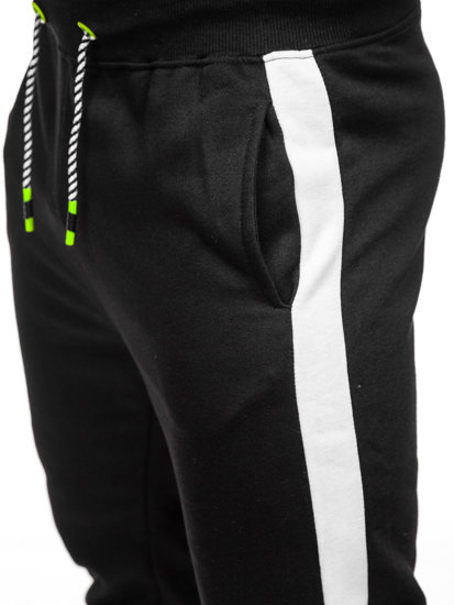 Men's Printed Sweatpants Black-Green Bolf AM125