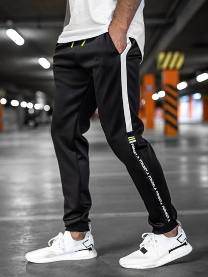 Men's Printed Sweatpants Black-Green Bolf AM125A