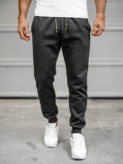 Men's Printed Sweatpants Black-Green Bolf AM125B