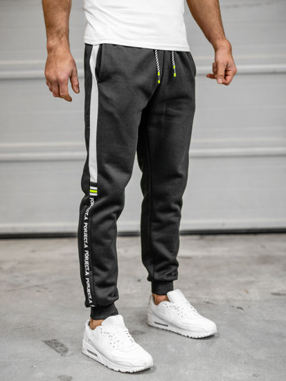 Men's Printed Sweatpants Black-Green Bolf AM125B