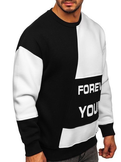 Men's Printed Sweatshirt Black-White Bolf 0003