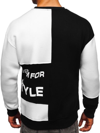 Men's Printed Sweatshirt Black-White Bolf 0003