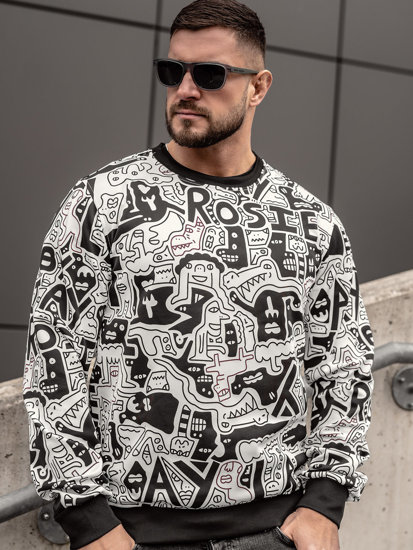 Men's Printed Sweatshirt Black-White Bolf 8B1133A