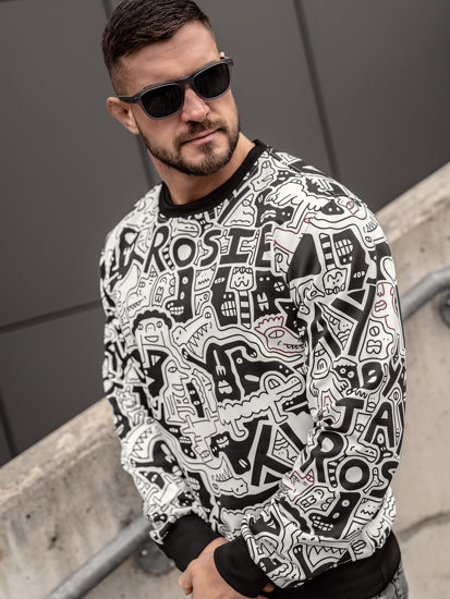 Men's Printed Sweatshirt Black-White Bolf 8B1133A